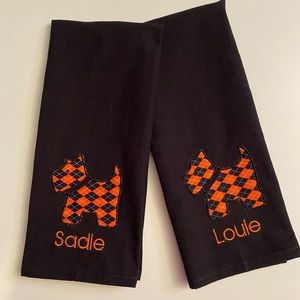 Two (2) Scottie Dog Kitchen towels - Scottish Terrier Fall Halloween